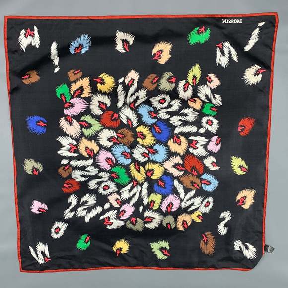 MISSONI Black Multi-Color Abstract Print Silk Scarf - Picture 4 of 5